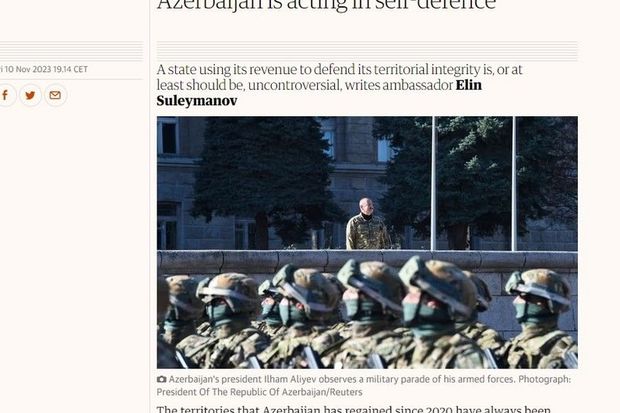 Britaniyanın “The Guardian” qəzetində Azərbaycanın əleyhinə yazılmış məqalələrə cavab verilib