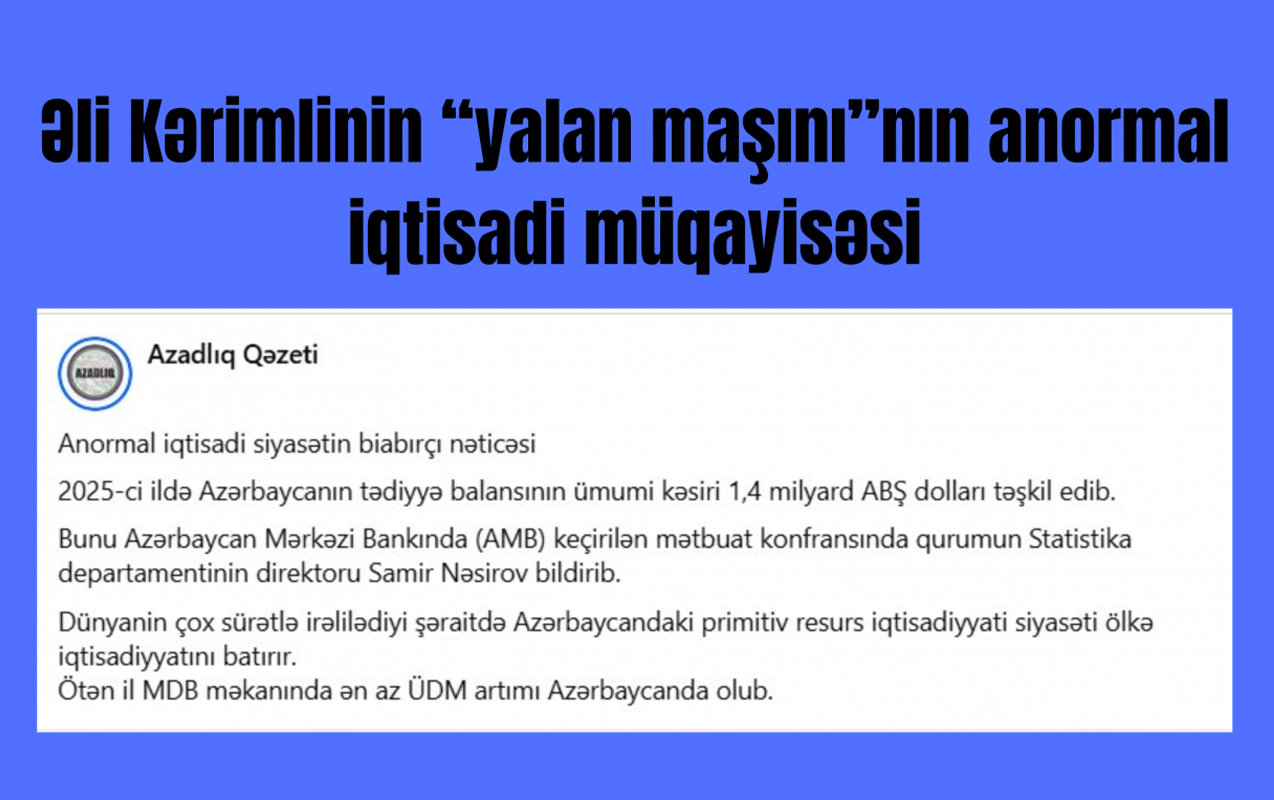 Əli Kərimlinin “yalan maşını”nın anormal iqtisadi müqayisəsi