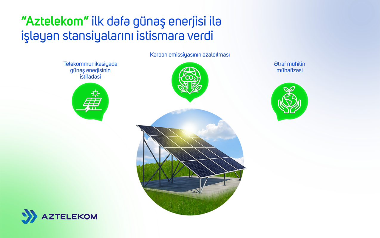 “Aztelekom” ilk dəfə günəş enerjisi ilə işləyən stansiyalarını istismara verdi
