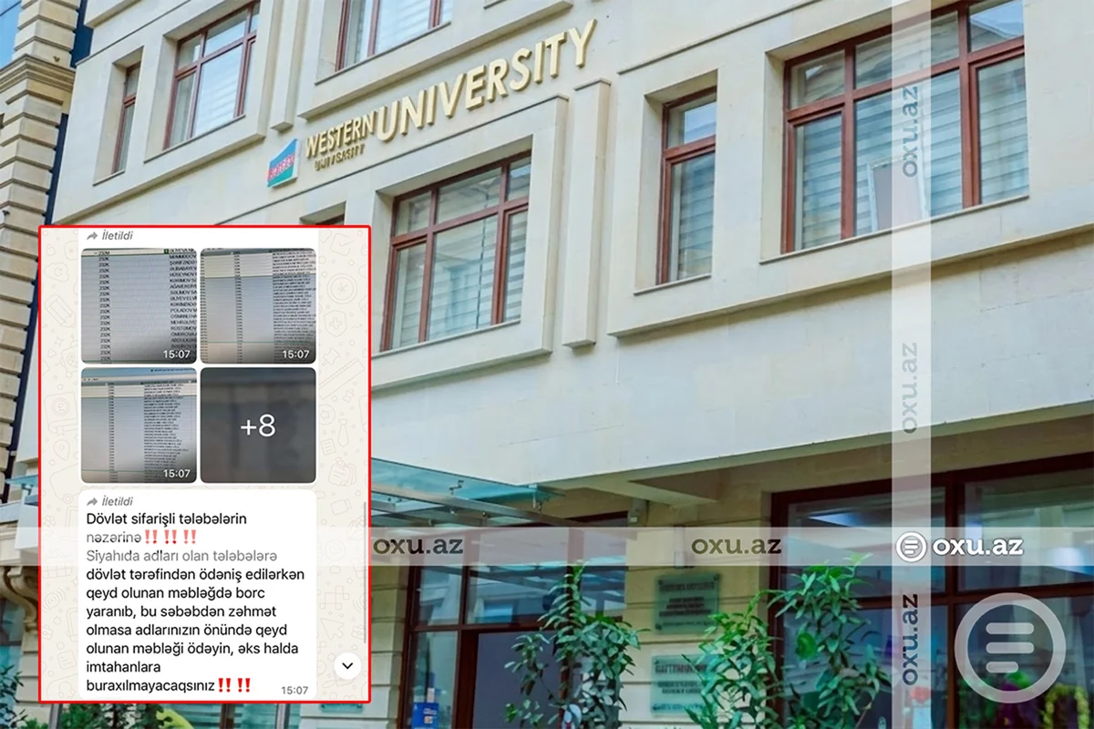 Qərbi Kaspi Universitetində dövlət hesabına təhsil alan tələbələrdən ÖDƏNİŞ TƏLƏB OLUNUR