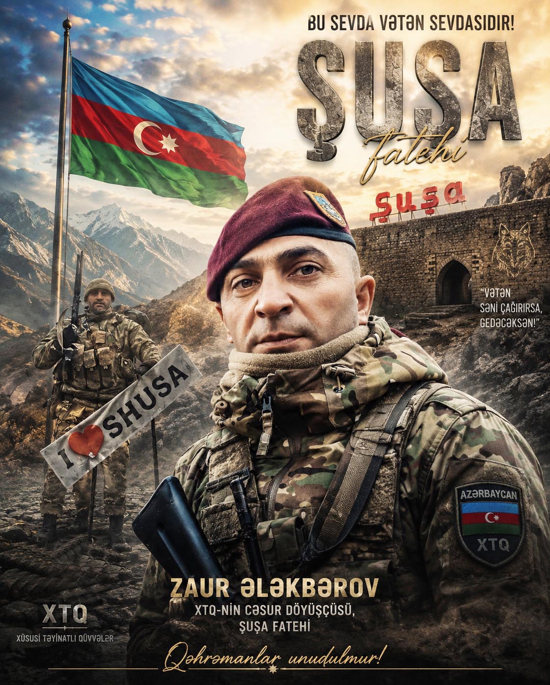 Bu sevda Vətən sevdasıdır... XTQ-nin cəsur döyüşçüsü, Şuşa fatehi, Zaur Ələkbərovun qəhrəman obrazı