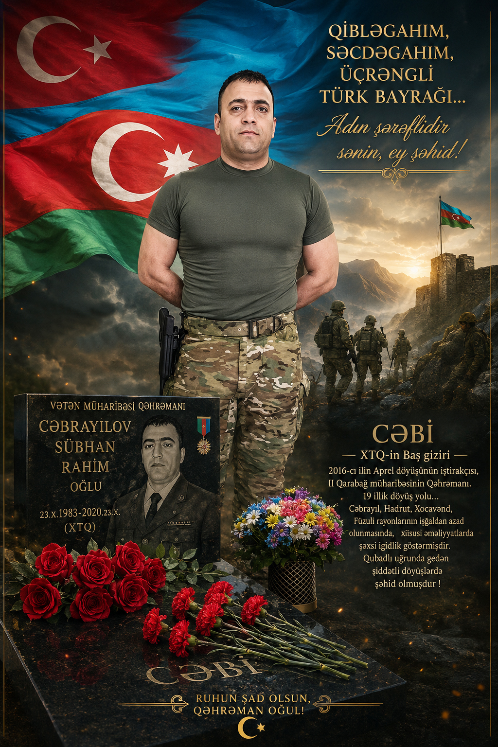 Qibləgahım, səcdəgahım, üçrəngli Türk bayrağı...