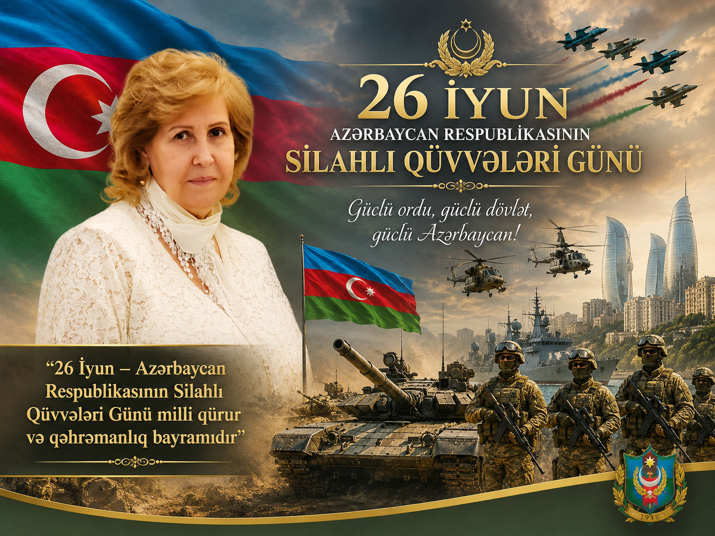 Zərniyar Kərimova: “26 İyun – Azərbaycan Respublikasının Silahlı Qüvvələri Günü milli qürur və qəhrəmanlıq bayramıdır”