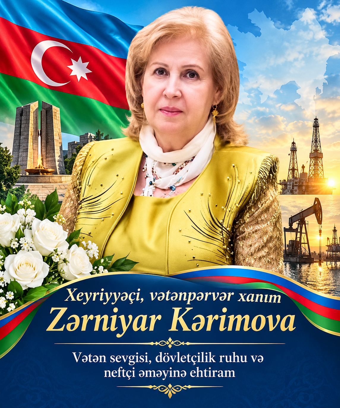 Xeyriyyəçi, vətənpərvər xanım Zərniyar Kərimova - Vətən sevgisi, dövlətçilik ruhu və neftçi əməyinə ehtiram